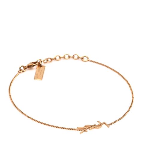 Saint Laurent Brass Monogram Charm Bracelet Gold